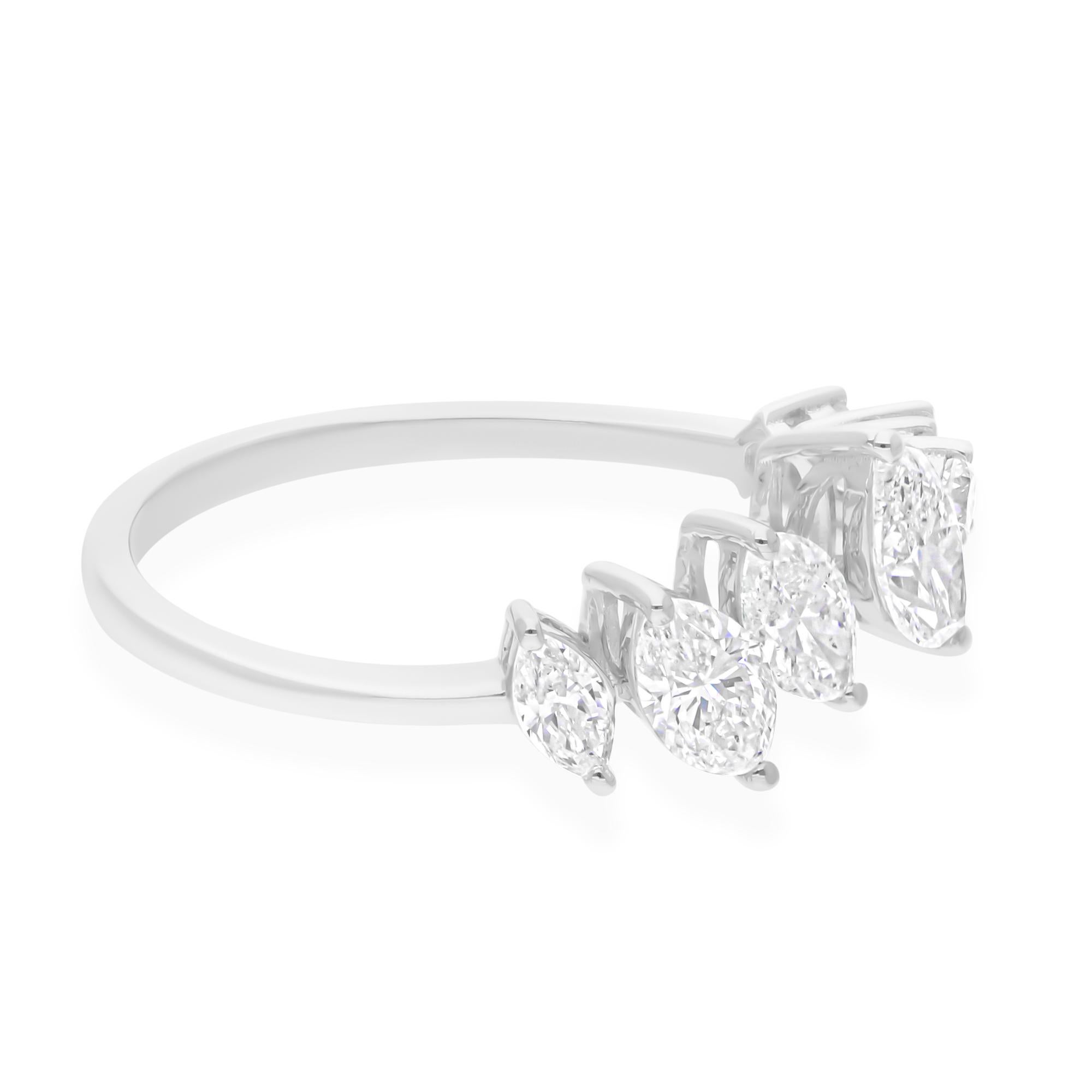 For Sale:  Modern Marquise Round 1.22 Carat Diamond 18k White Gold Engagement Band Ring 4