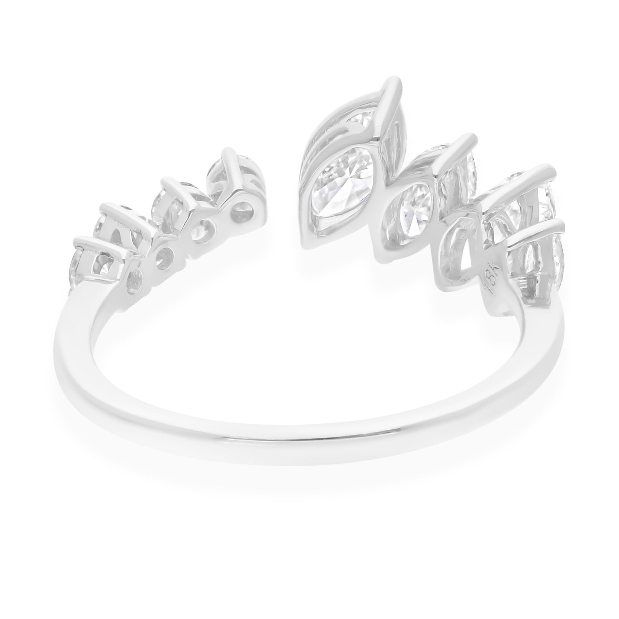 For Sale:  Modern Marquise Round 1.22 Carat Diamond 18k White Gold Engagement Band Ring 5