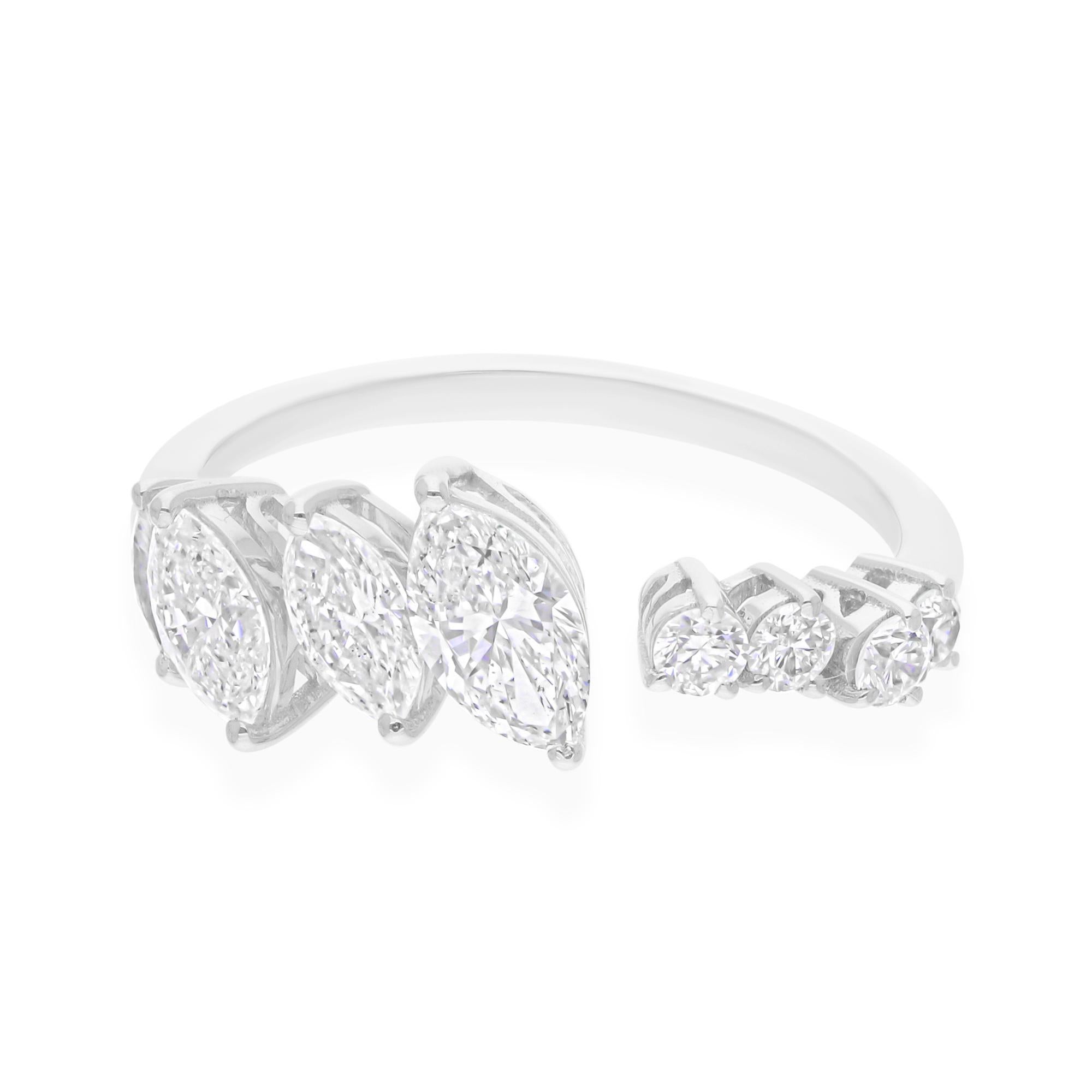 For Sale:  Modern Marquise Round 1.22 Carat Diamond 18k White Gold Engagement Band Ring 6