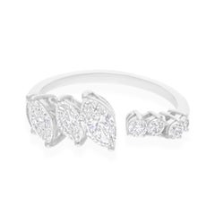 Modern Marquise Round 1.22 Carat Diamond 18k White Gold Engagement Band Ring