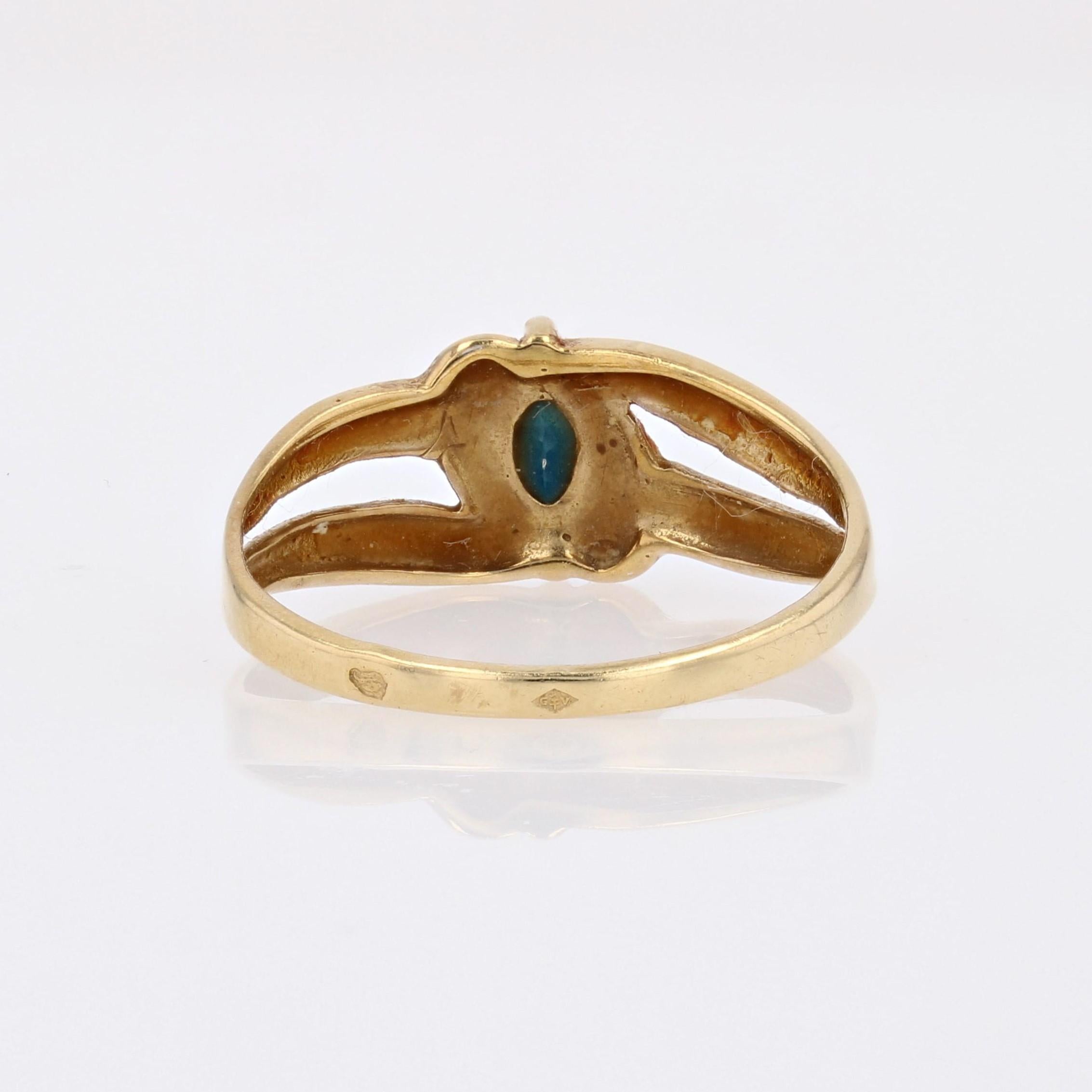 Modern Marquise Sapphire 18 Karat Yellow White Gold Ring For Sale 1