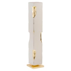 Escultura Pedestal Martin Moderna Hoja de Oro Blanco Hecha a Mano Portugal Greenapple