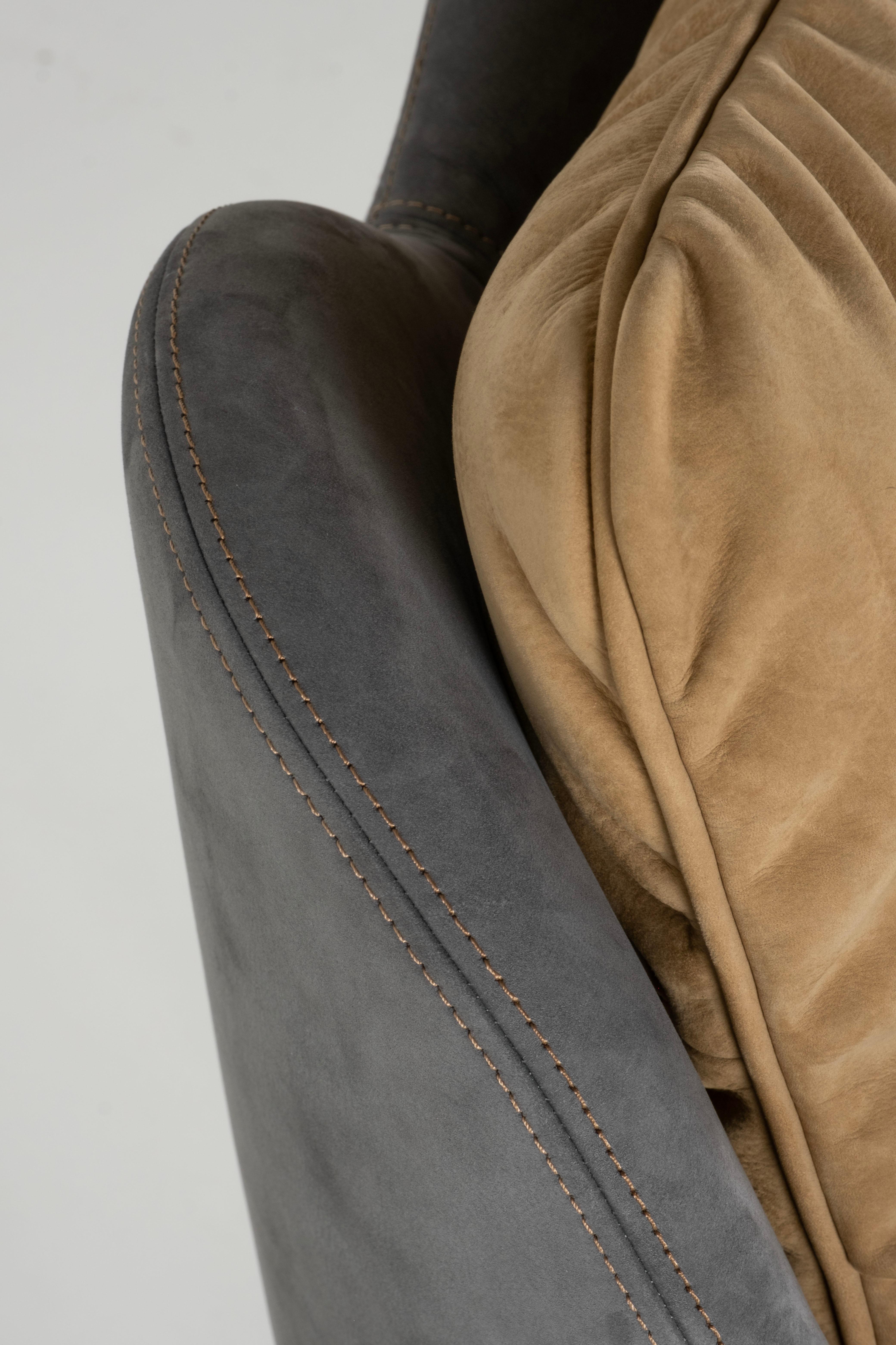 Modern Mary Swivel Bar Stools, Nubuck Leather, Handmade Portugal by Greenapple For Sale 4