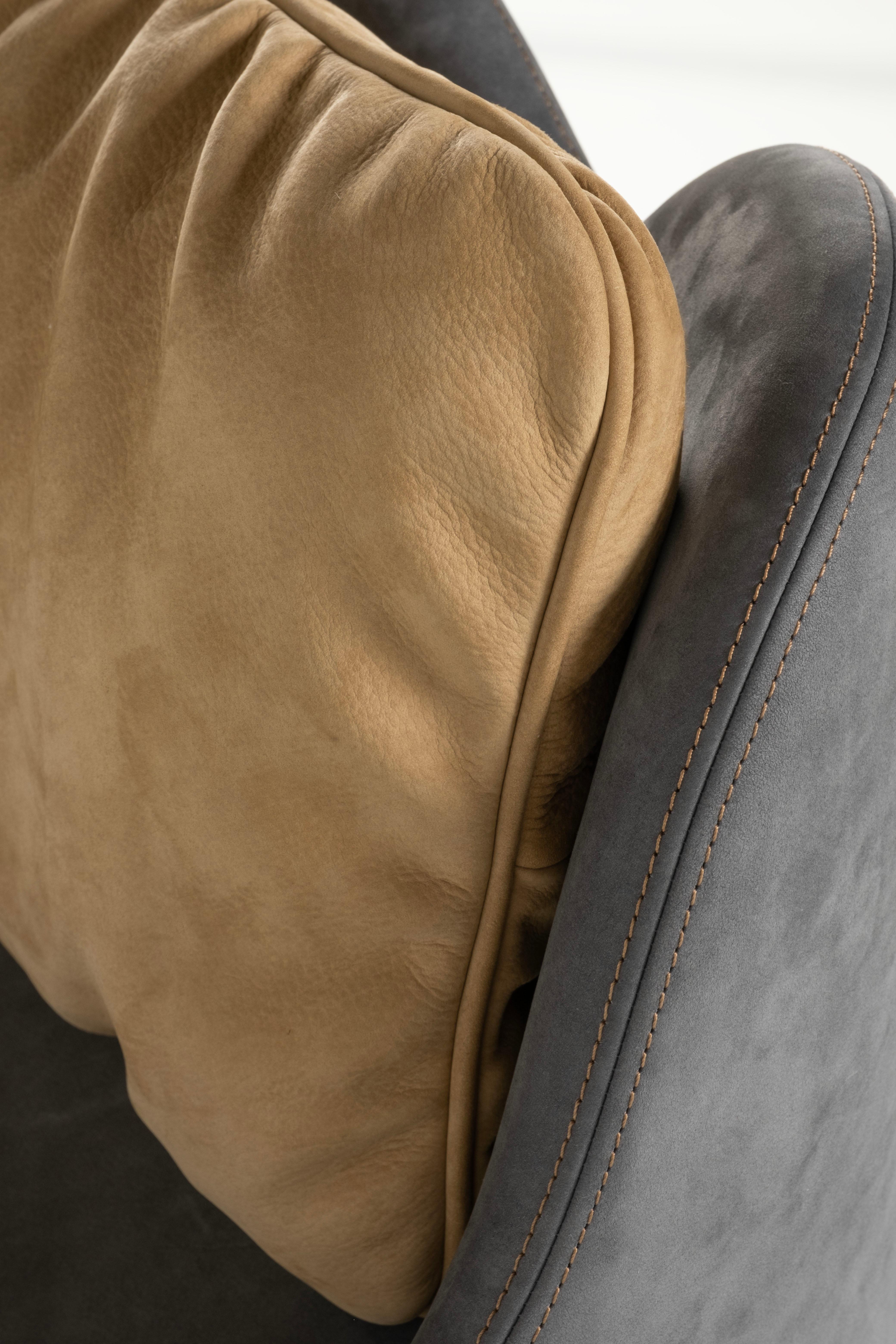 Modern Mary Swivel Bar Stools, Nubuck Leather, Handmade Portugal by Greenapple For Sale 5