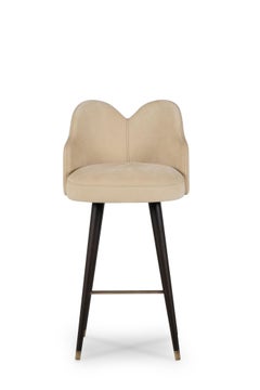 Mid-Century Modern Mary Swivel Bar Stool, Leather Brass, Handmade by Greenapple