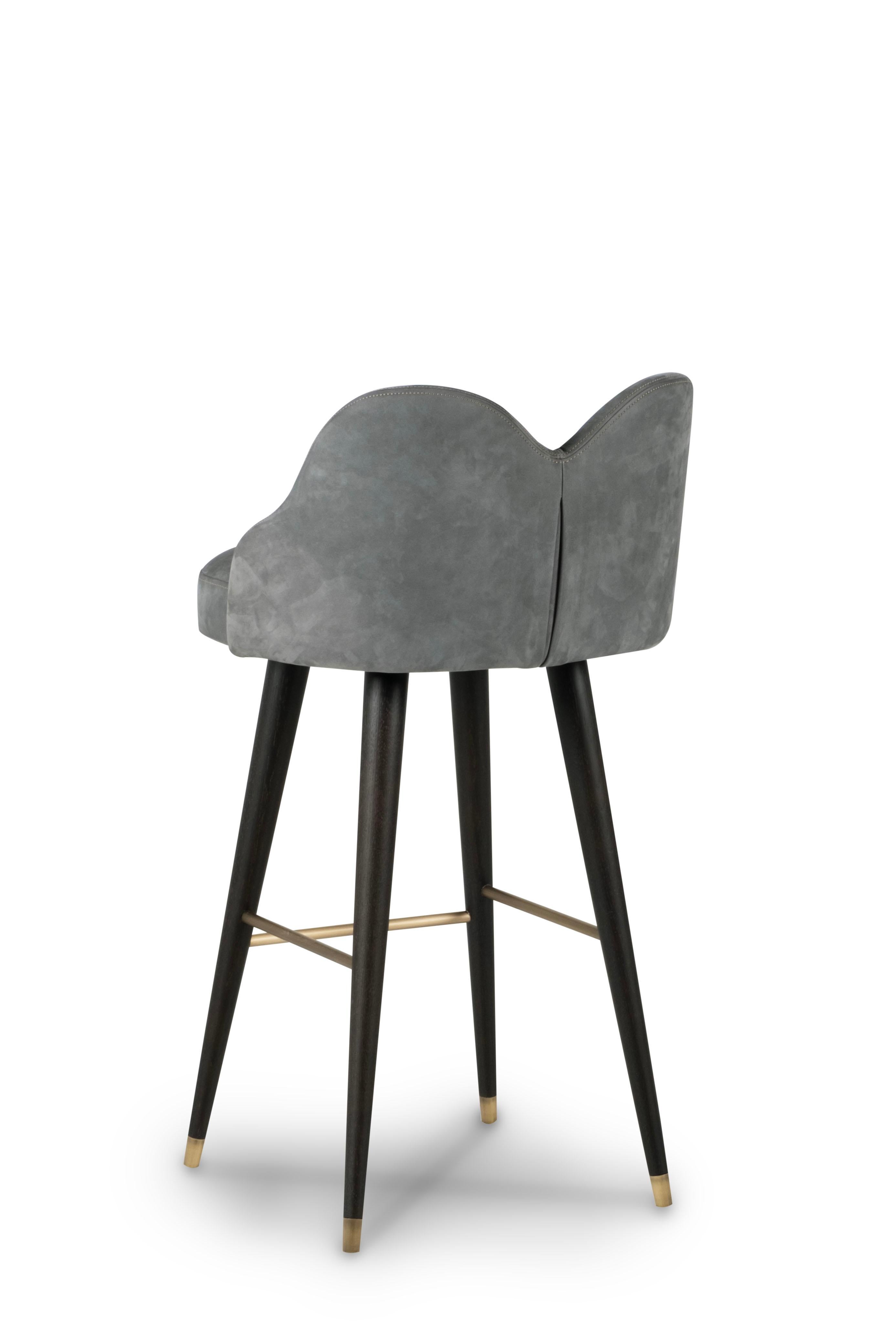 Modern Mary Swivel Bar Stools, Nubuck Leather, Handmade Portugal by Greenapple In New Condition For Sale In Lisboa, PT