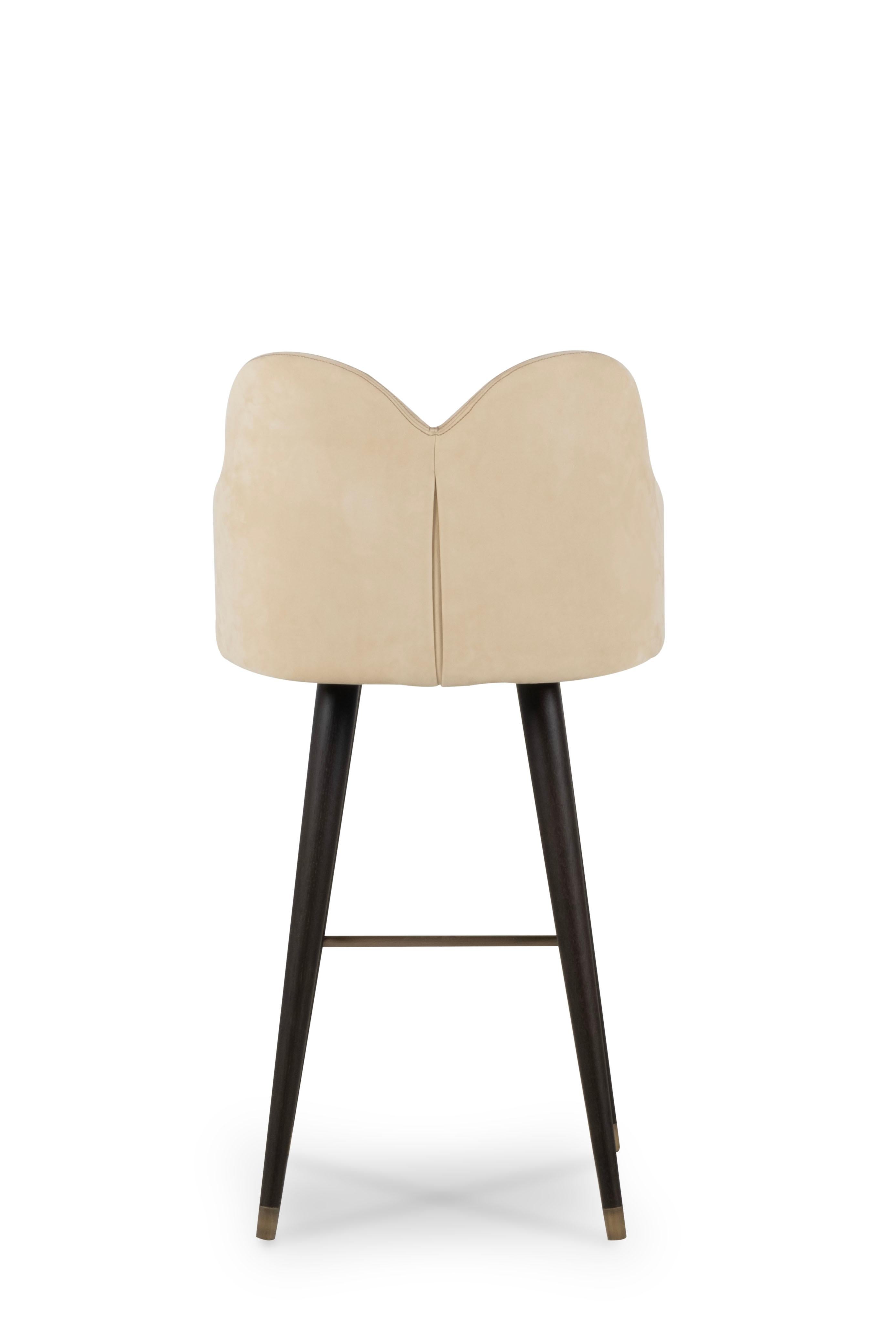 Modern Mary Swivel Bar Stools, Leather Brass, Handmade Portugal by Greenapple For Sale 3