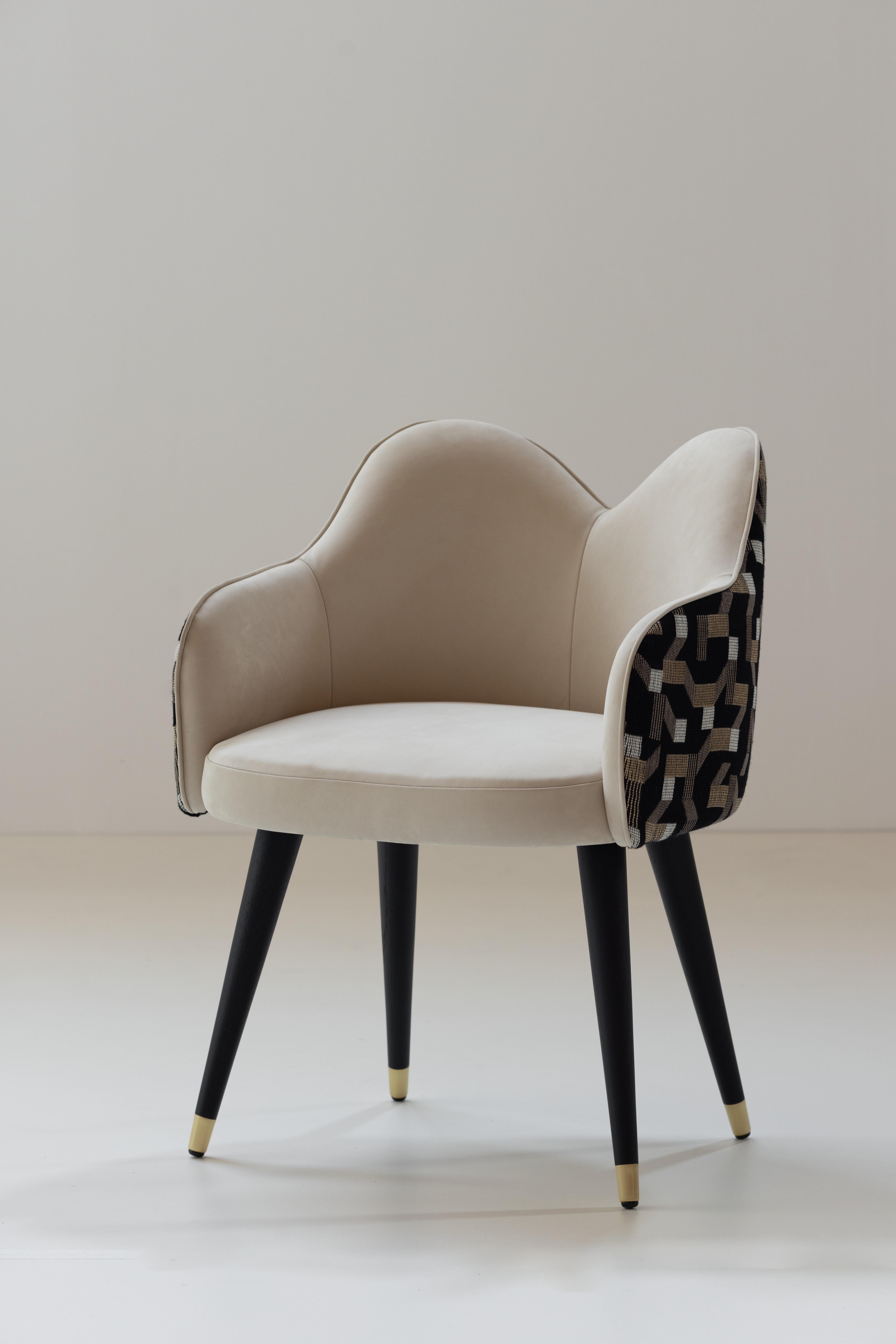 Moderner Mary-Esszimmerstuhl, schwarzes italienisches Leder, handgefertigt Portugal von Greenapple im Angebot 8