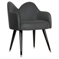 Sedia da pranzo moderna Mary, pelle italiana Black, fatta a mano in Portogallo da Greenapple
