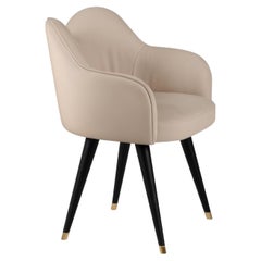 Modern Mary Dining Chairs, Beige Velvet Leather, Handmade Portugal by Greenapple