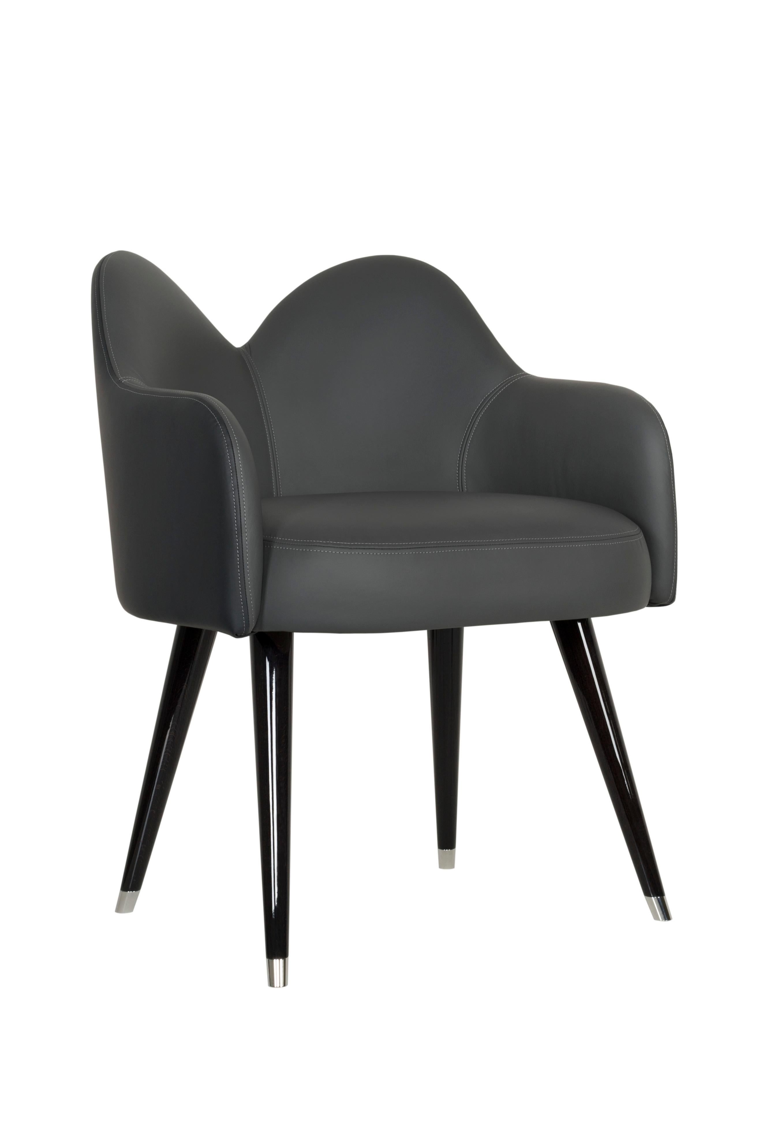 Modern Mary Dining Chairs, Velvet Leather, Handmade in Portugal by Greenapple For Sale 6