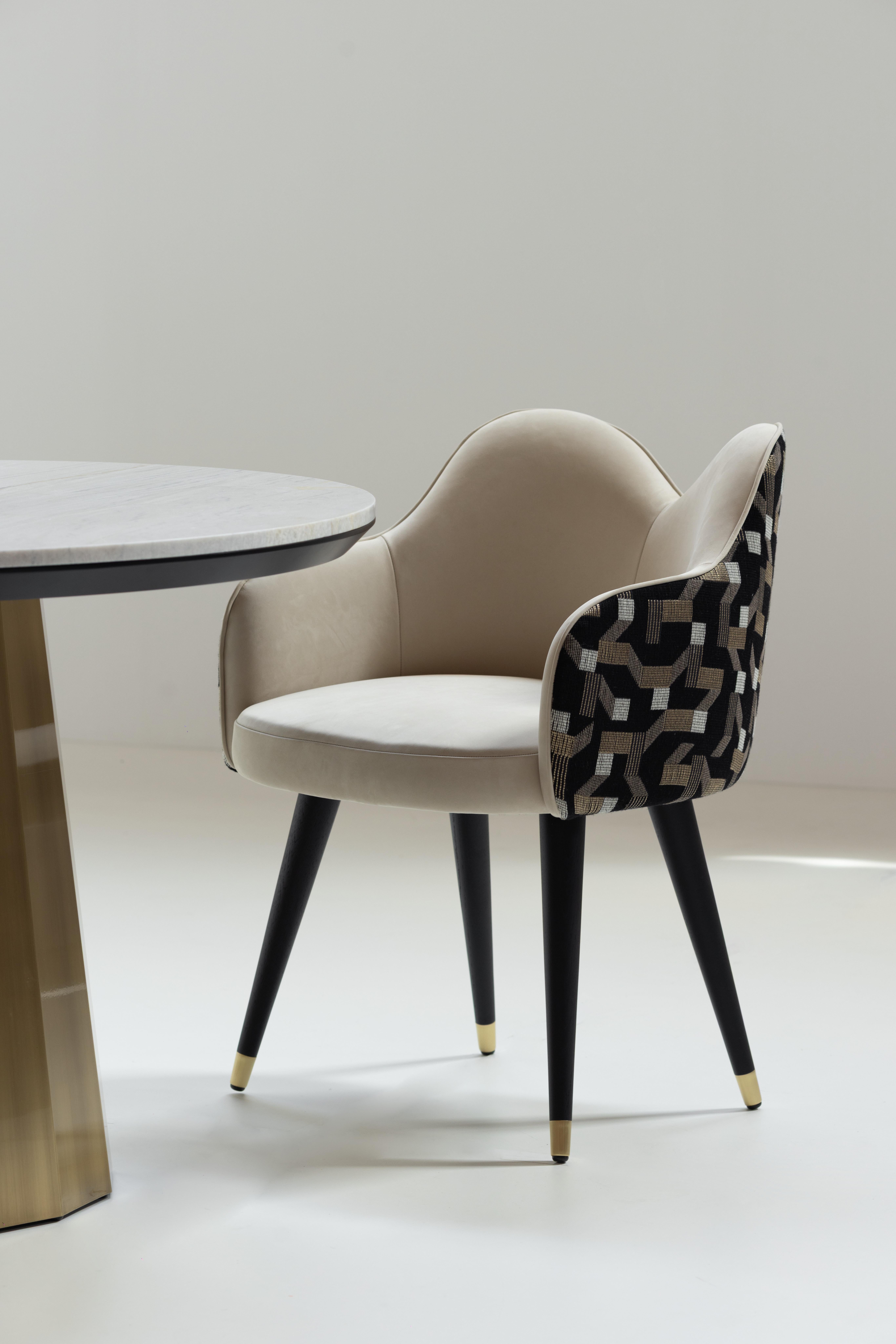 Sedie da pranzo moderne Mary, pelle, jacquard, ottone, fatte a mano da Greenapple in vendita 6