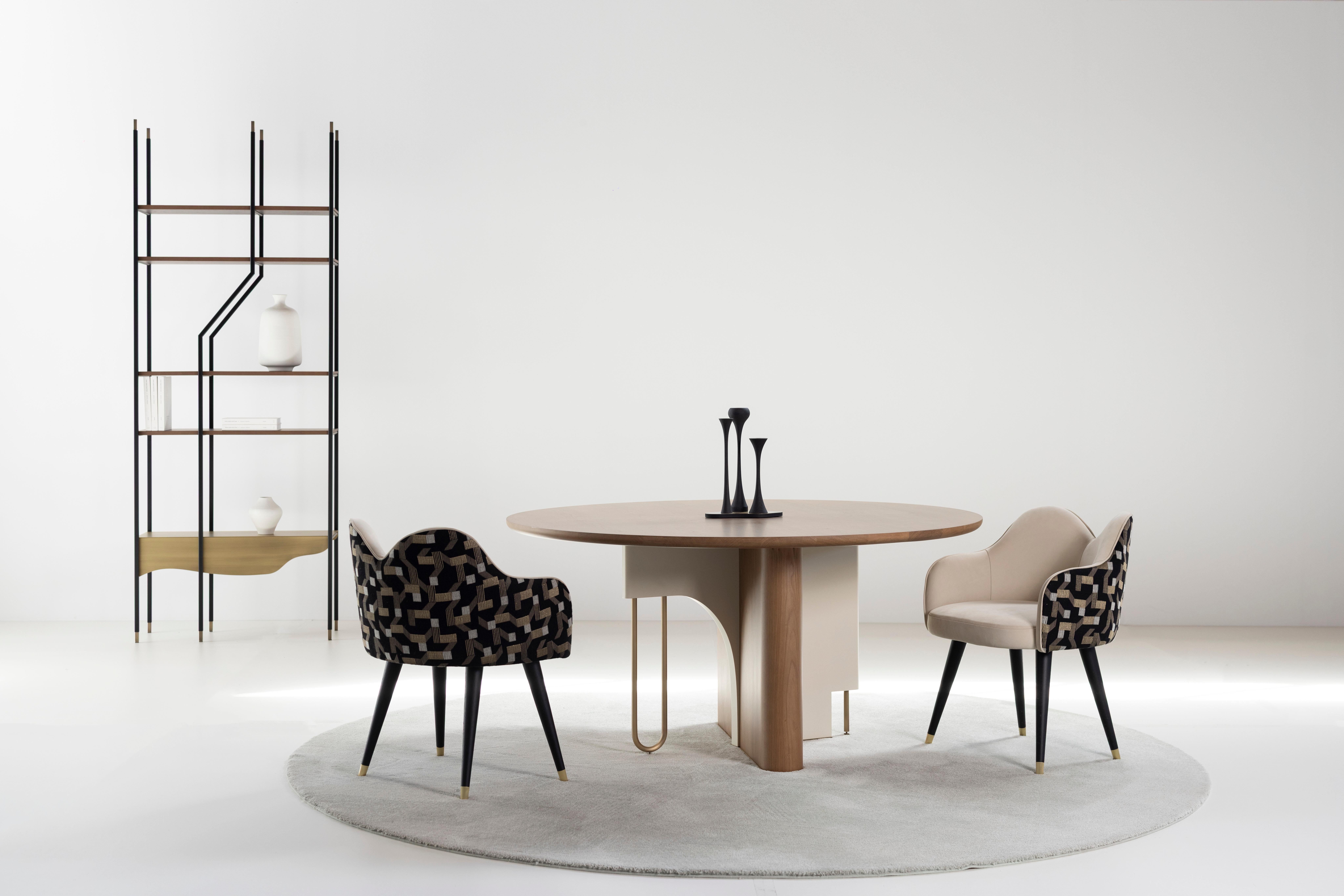Sedie da pranzo moderne Mary, pelle, jacquard, ottone, fatte a mano da Greenapple in vendita 9