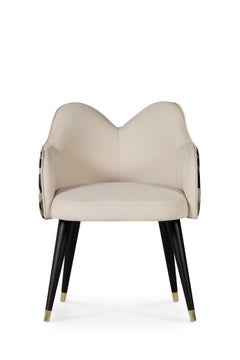 Sedie da pranzo moderne Mary Set/2, pelle, jacquard, ottone, fatte a mano Greenapple