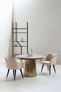 Modern Mary Leather Dining Chairs, Beige Velvet, Handmade Portugal by Greenapple