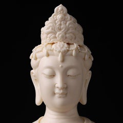 Modern Master Work Chinese Porcelain Standing Guan Yin Buddha Statue