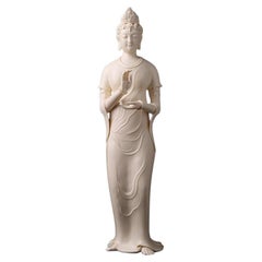 Modern Master Work Chinese Porcelain Standing Guan Yin Buddha Statue