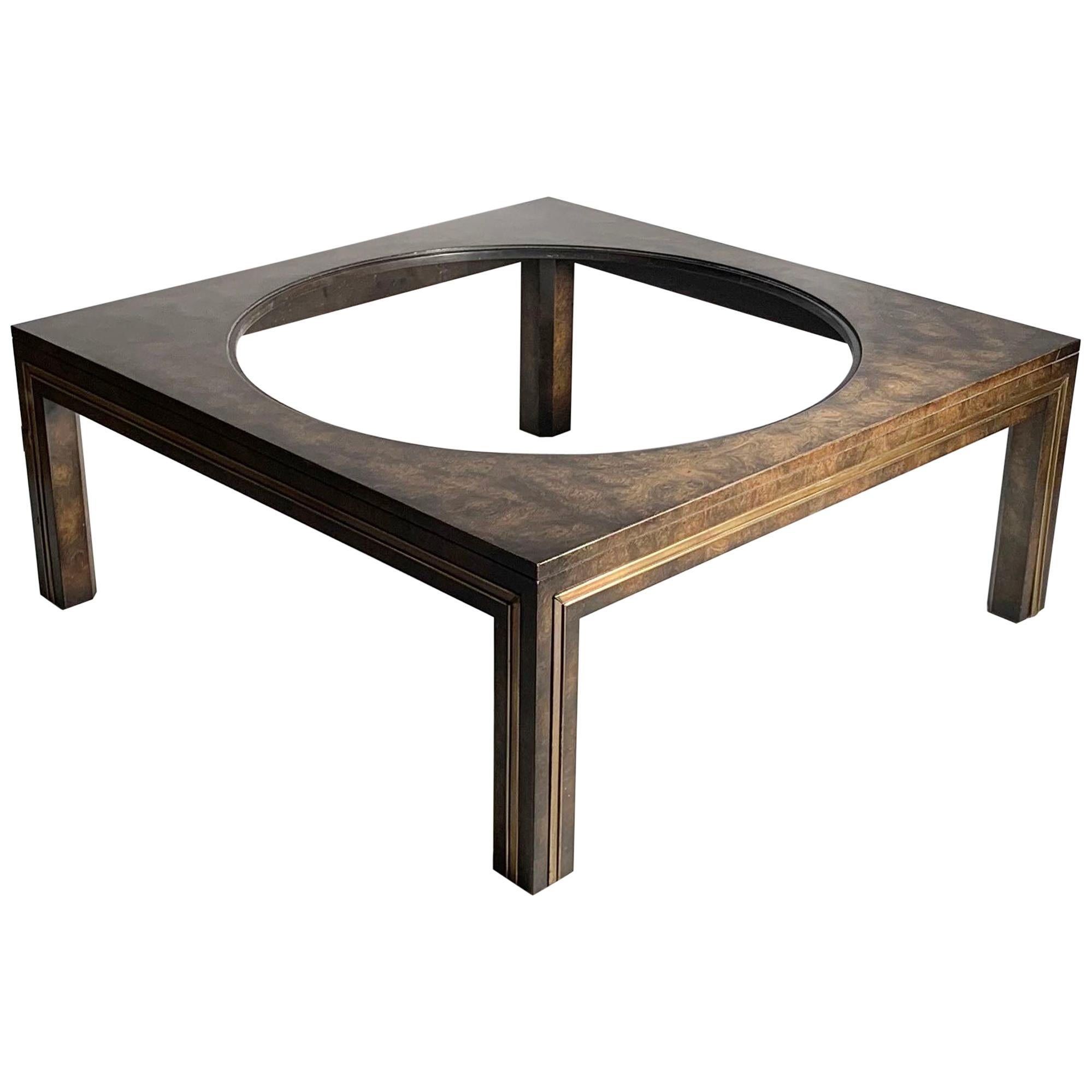 Modern Mastercraft Burl Coffee Table For Sale