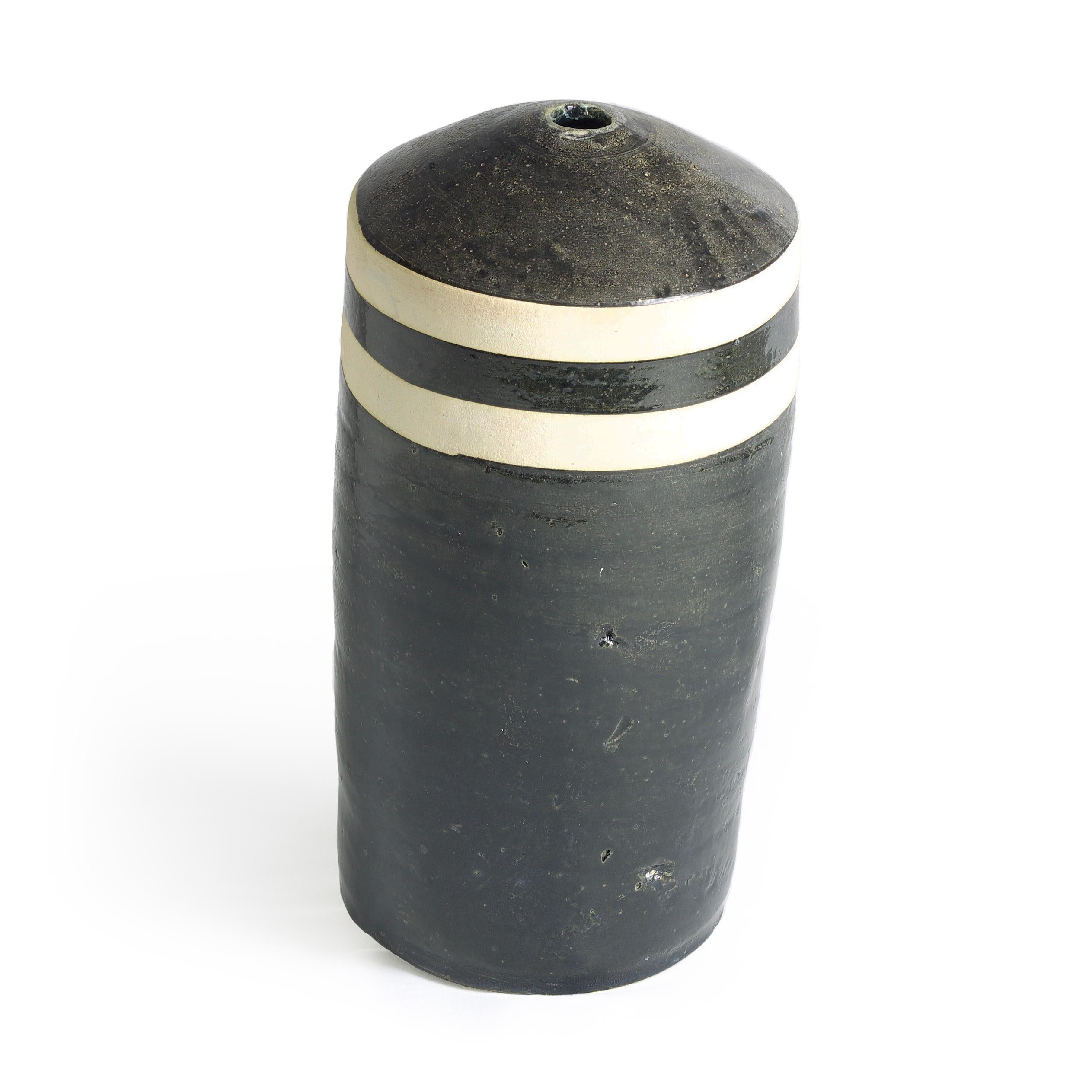 Modern Matera Black and White Vase Ceramics In New Condition For Sale In monza, Monza and Brianza