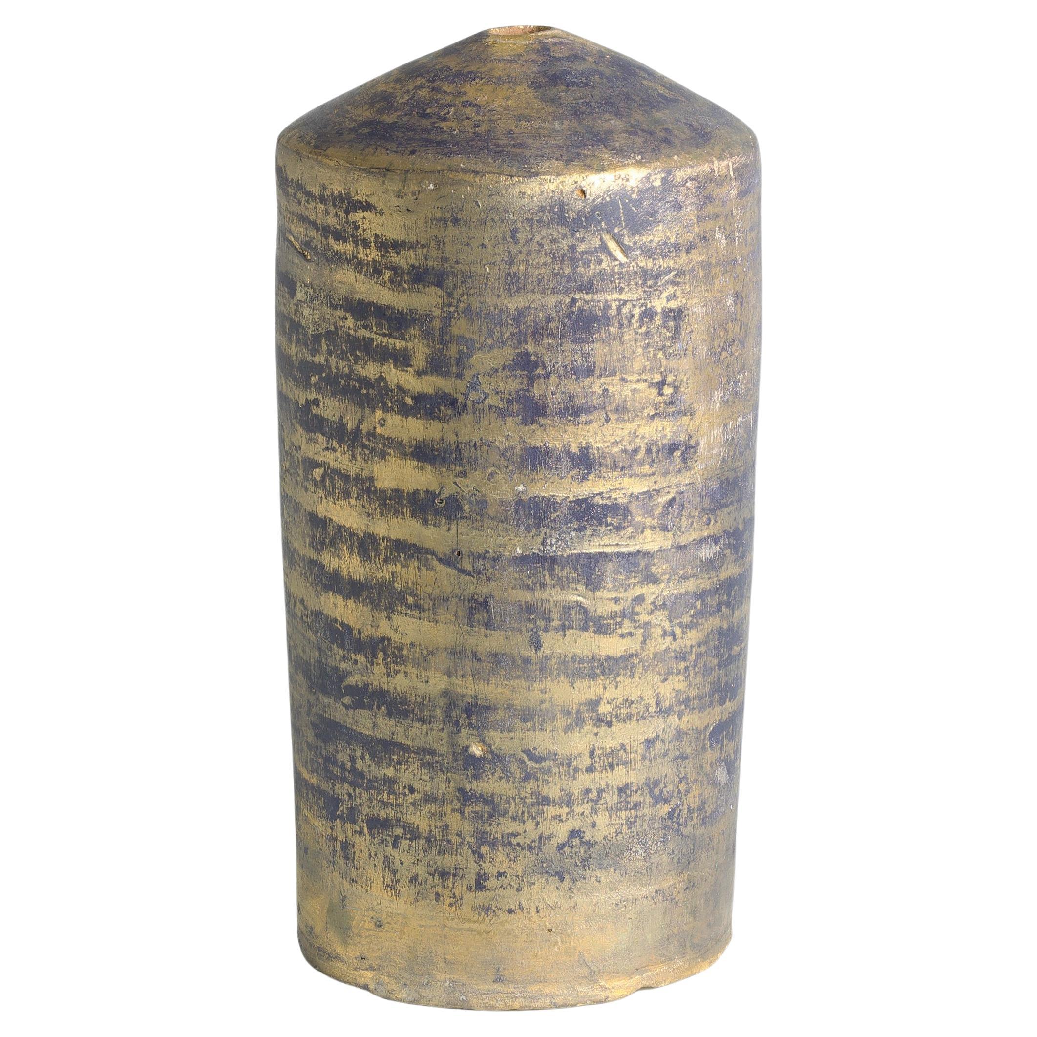Modern Matera Blue and Gold Vase Original Ceramic For Sale