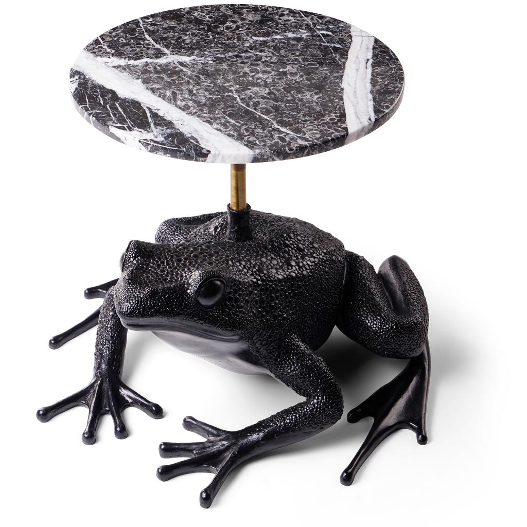 Moulage Table d'appoint moderne Matilda, acier bronzé et marbre Nero Marquina Egg Designs en vente