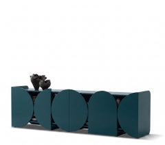 Modern Matt Sideboard Buffet Cabinet Mogg Shape 240 cm RAL 5020 Bauhaus Style