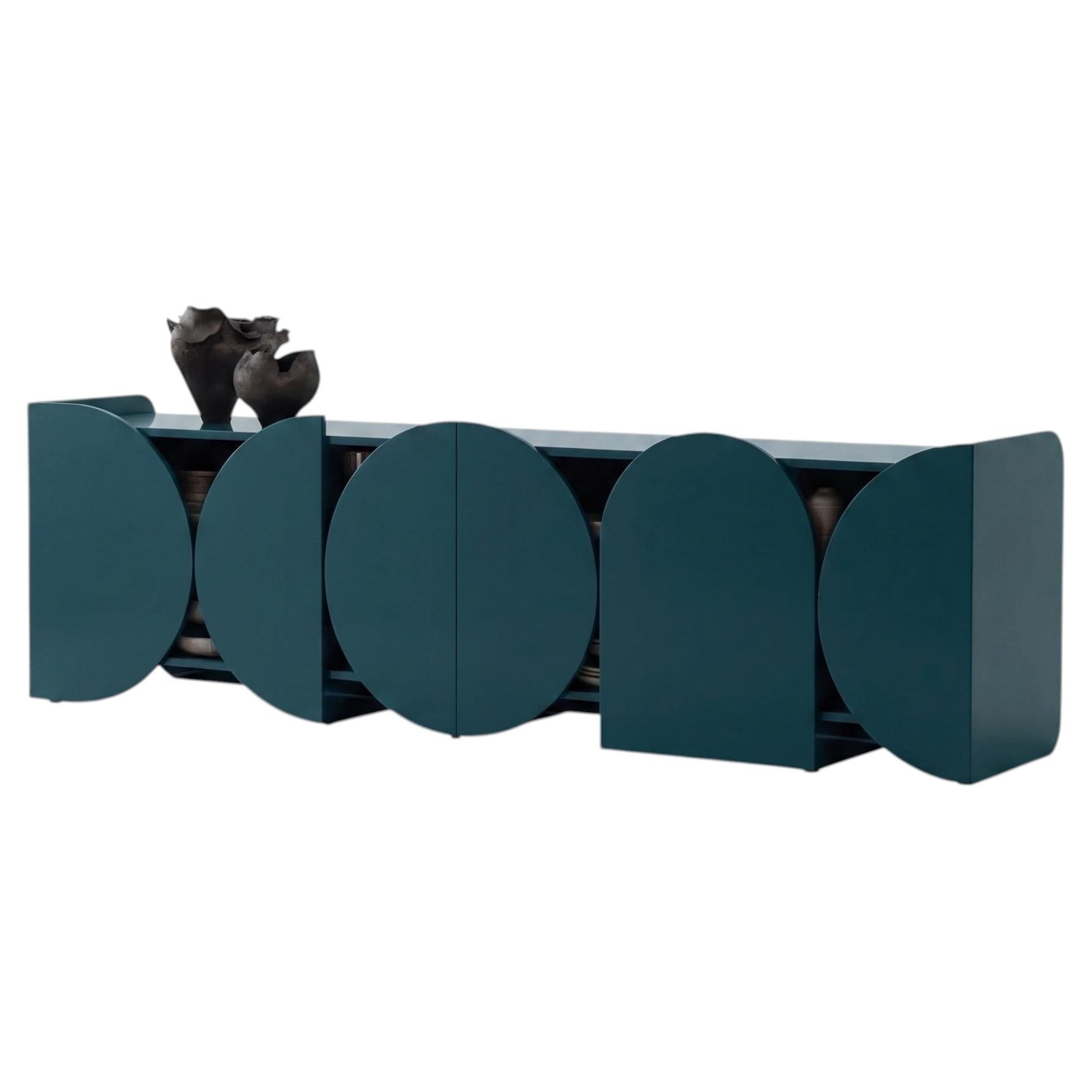 Modern Matt Sideboard Buffet Cabinet Mogg Shape 240 cm RAL 5020 Bauhaus Style