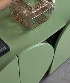 Modern Matt Sideboard Buffet Cabinet Mogg Shape 240 cm RAL 6021 Bauhaus Style