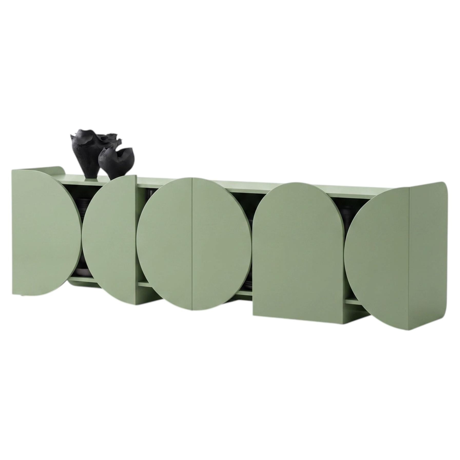 Modern Matt Sideboard Buffet Cabinet Mogg Shape 240 cm RAL 6021 Bauhaus Style