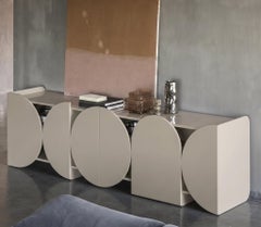 Modern Matt Sideboard Buffet Cabinet Mogg Shape 240 cm RAL 7044 Bauhaus Style