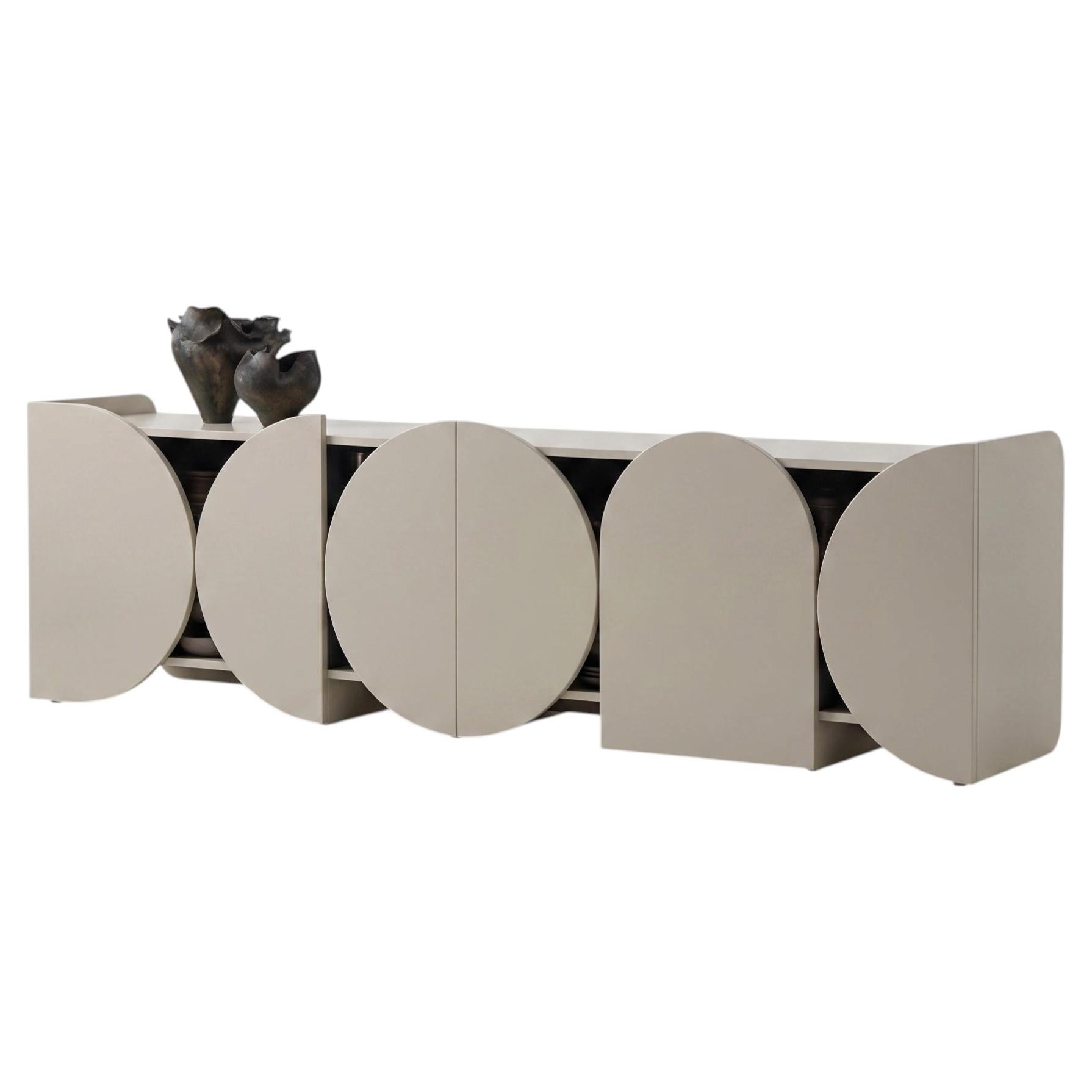 Modern Matt Sideboard Buffet Cabinet Mogg Shape 240 cm RAL 7044 Bauhaus Style For Sale