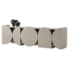Modern Matt Sideboard Buffet Cabinet Mogg Shape 240 cm RAL 7044 Bauhaus Style