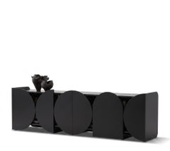 Modern Matt Sideboard Buffet Cabinet Mogg Shape 240 cm RAL 9017 Bauhaus Style