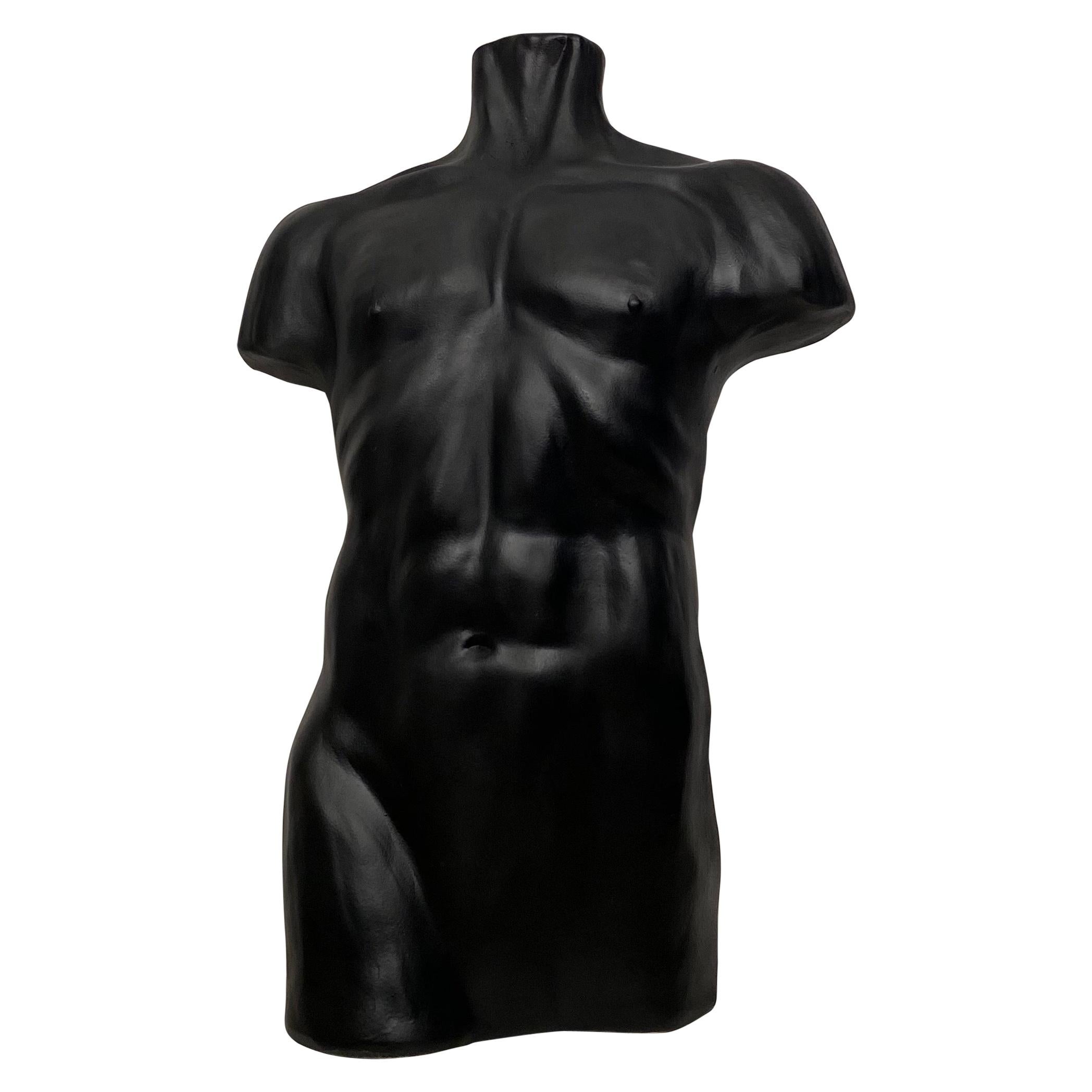 Modern Matte Black Ceramic Torso For Sale