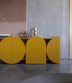 Modern Matte Lacquered Sideboard Buffet Cabinet Mogg Shape RAL1005 Bauhaus Style