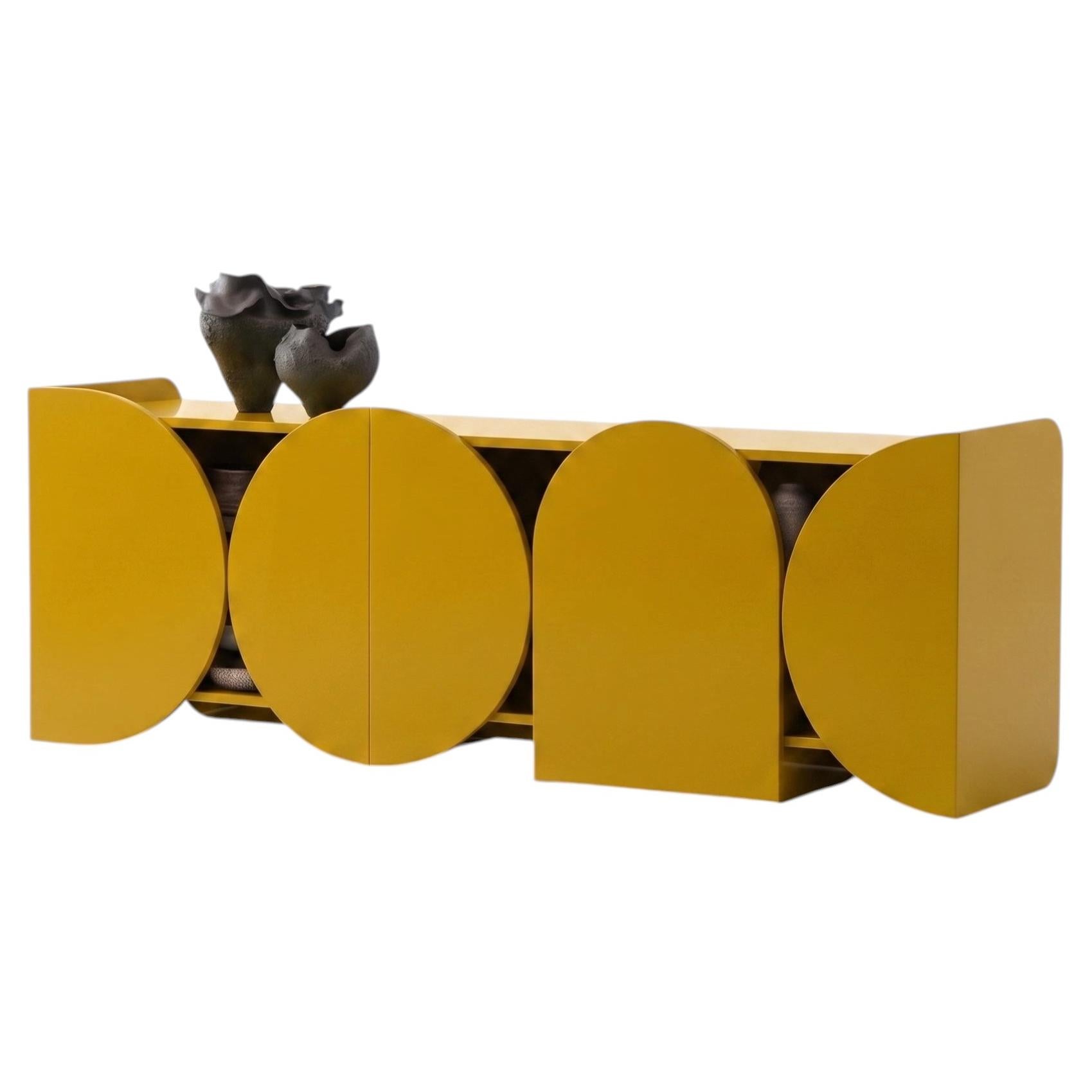 Modern Matte Lacquered Sideboard Buffet Cabinet Mogg Shape RAL1005 Bauhaus Style