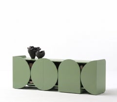 Buffet moderne laqué mat, modèle Mogg, couleur RAL6021, style Bauhaus