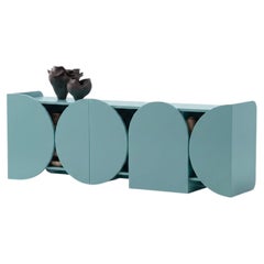 Buffet moderne laqué mat, modèle Mogg, couleur RAL6034, style Bauhaus