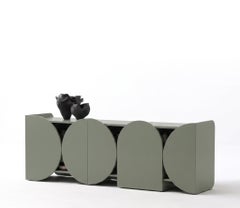 Modernes, matt lackiertes Sideboard im Mogg-Design, RAL 7033, im Bauhaus-Stil