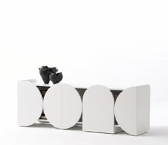 Modern Matte Lacquered Sideboard Buffet Cabinet Mogg Shape RAL9016 Bauhaus Style