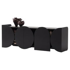 Modern Matte Lacquered Sideboard Buffet Cabinet Mogg Shape RAL9017 Bauhaus Style