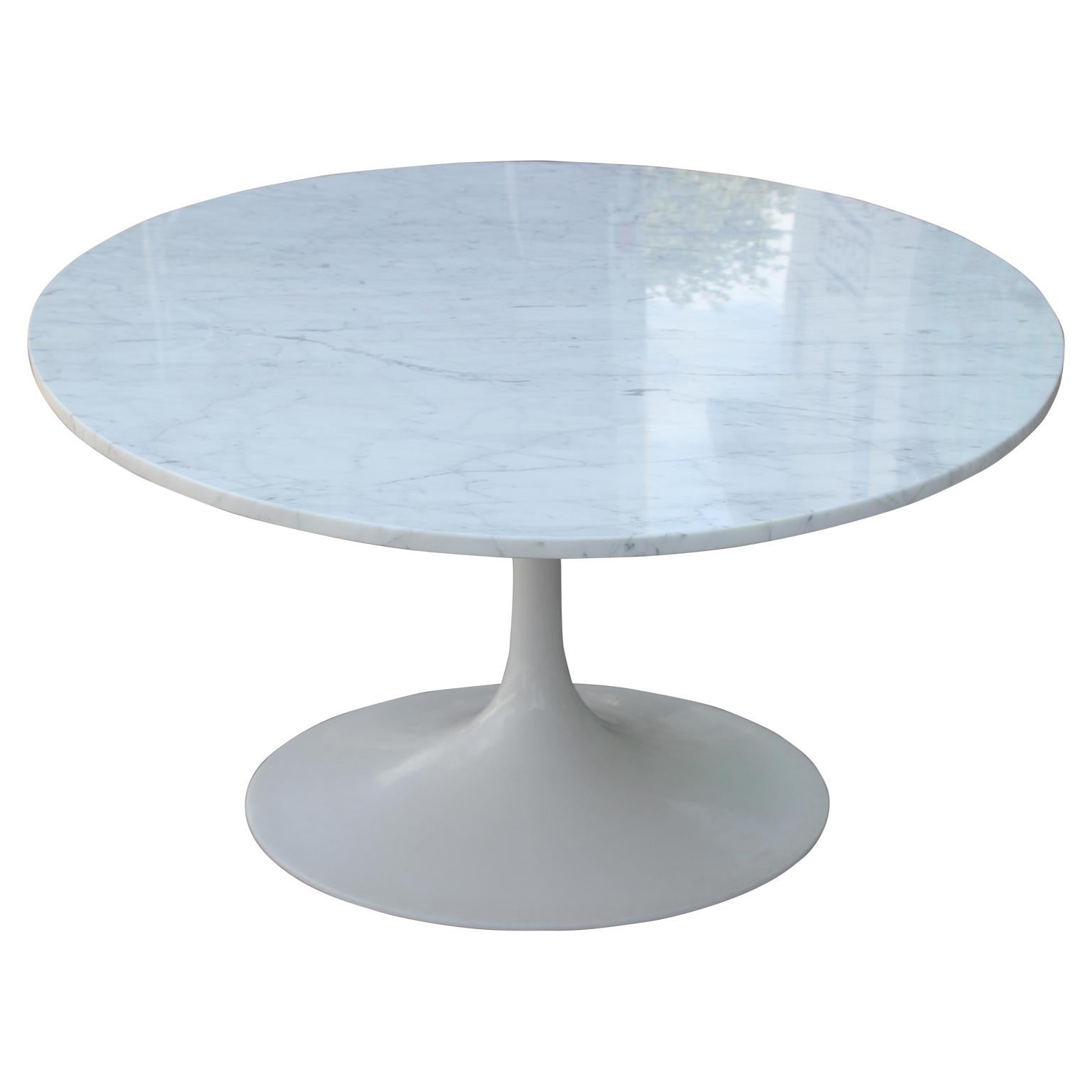 20th Century Modern Maurice Burke Saarinen Style Table with an Oval Carrara Marble Top
