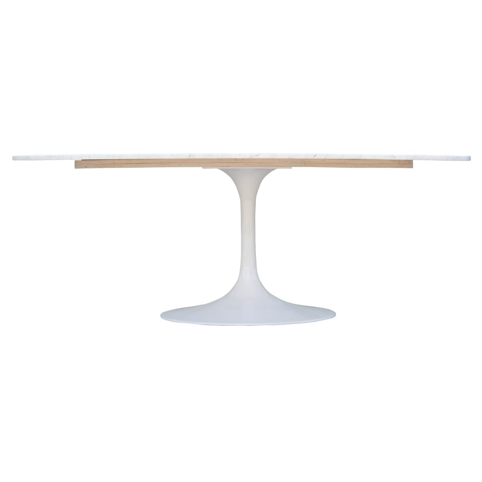 Modern Maurice Burke Saarinen Style Table with an Oval Carrara Marble Top 1
