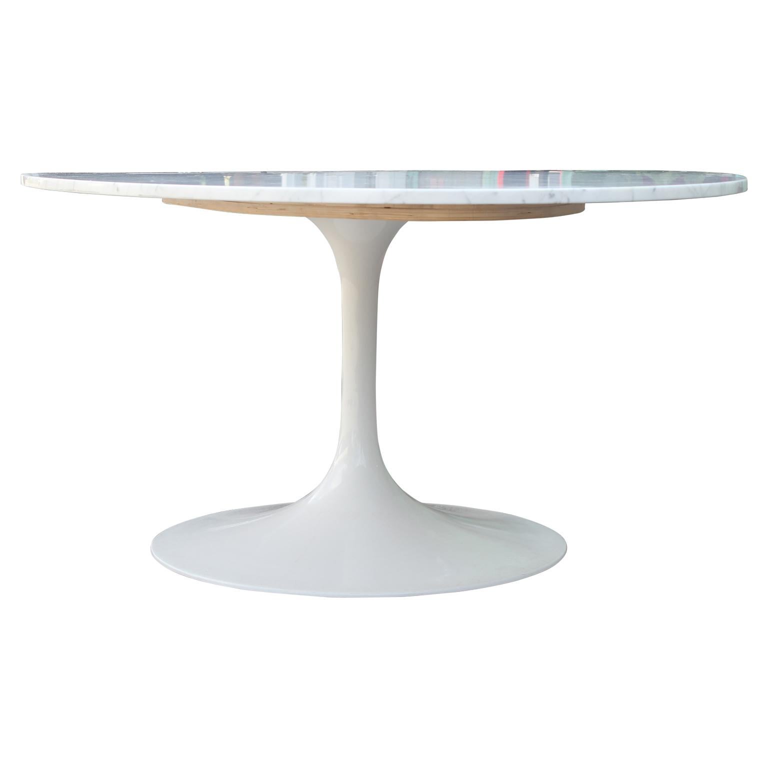 Modern Maurice Burke Saarinen Style Table with an Oval Carrara Marble Top 2
