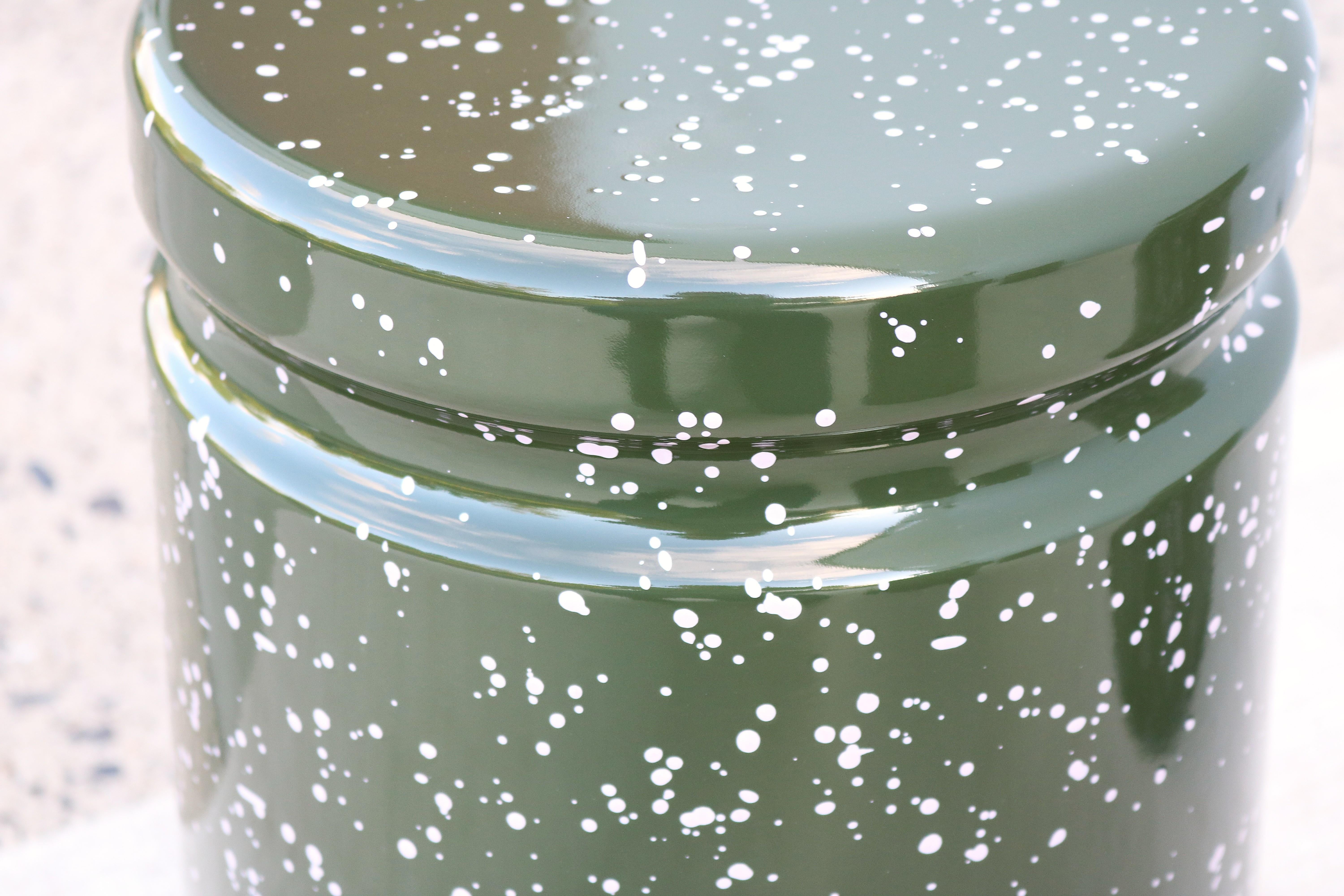 Modern Max Lamb for Hem Last Stools in Green and Pink Splatter - a Pair For Sale 10