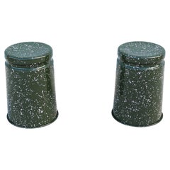 Modern Max Lamb for Hem Last Stools in Green and Pink Splatter - a Pair