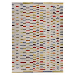 Modern Mazandaran Flatweave — Hand-Spun Wool, Natural Dye, Beige & Color Accents