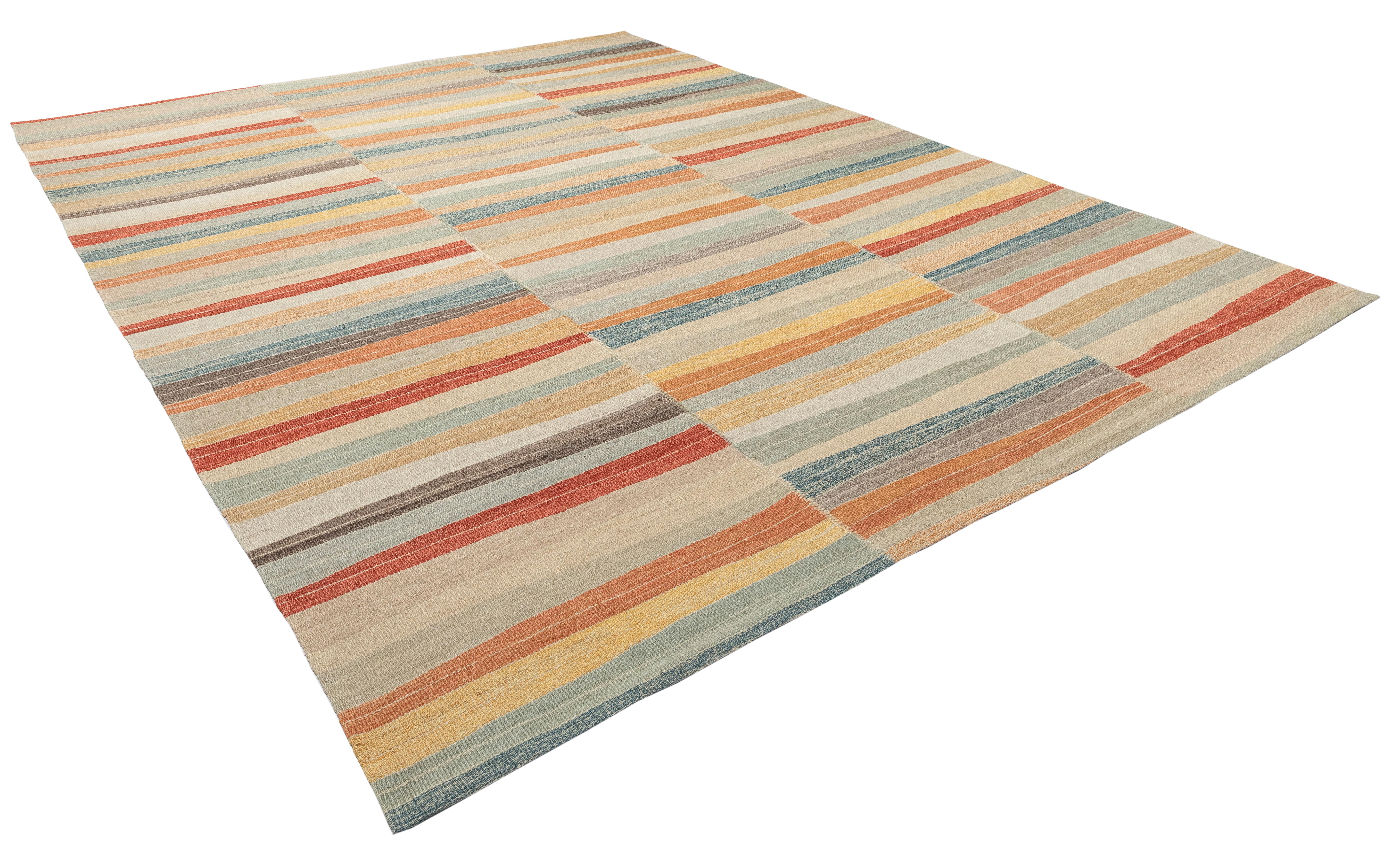 Annodato a mano Kilim moderno di Mazandaran - Lana tessuta a mano con tinture biologiche vegetali in vendita