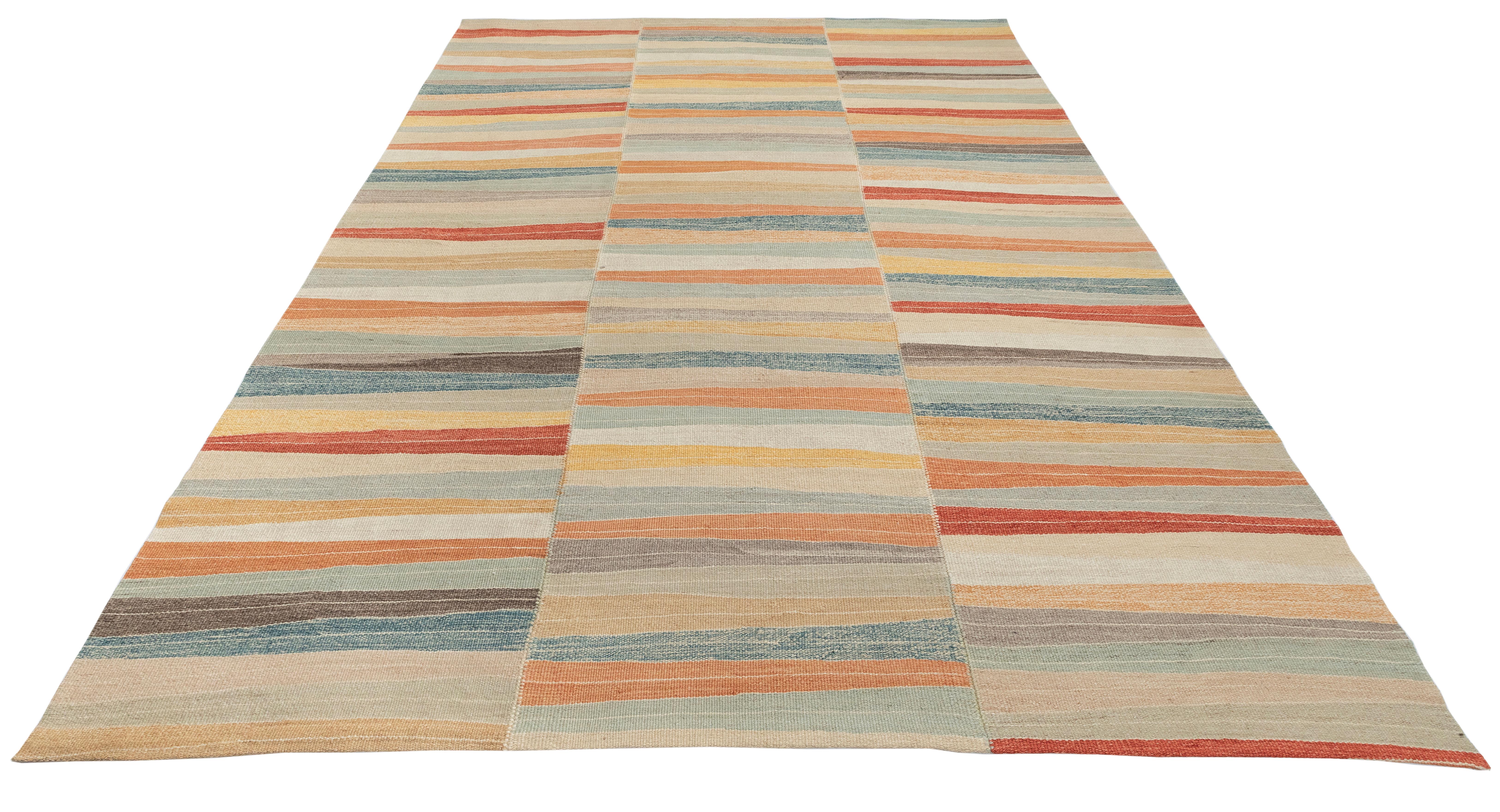 XXI secolo e contemporaneo Kilim moderno di Mazandaran - Lana tessuta a mano con tinture biologiche vegetali in vendita