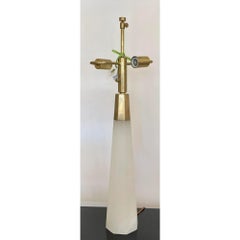 Modern Mecox Marble Alabaster Obelisk & Brass Table Lamp, 1990s